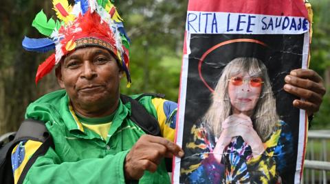 Un homenaje a la cantante Rita Lee tras su muerte el 8 de mayo de 2023. Foto. AFP